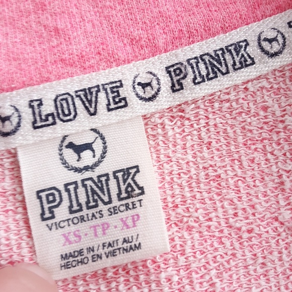 PINK VS Quarter Zip Graphic Pullover Sweatshirt XS - Picture 3 of 7